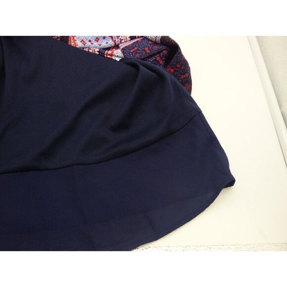 Monteau Trendy Plus Size Layered-Look Printed Top, Red/Blue, 3X - Picture 8 of 9